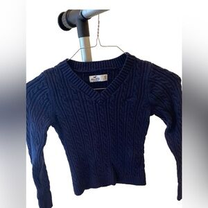 Hollister Navy V-Neck Cable Knit Sweater